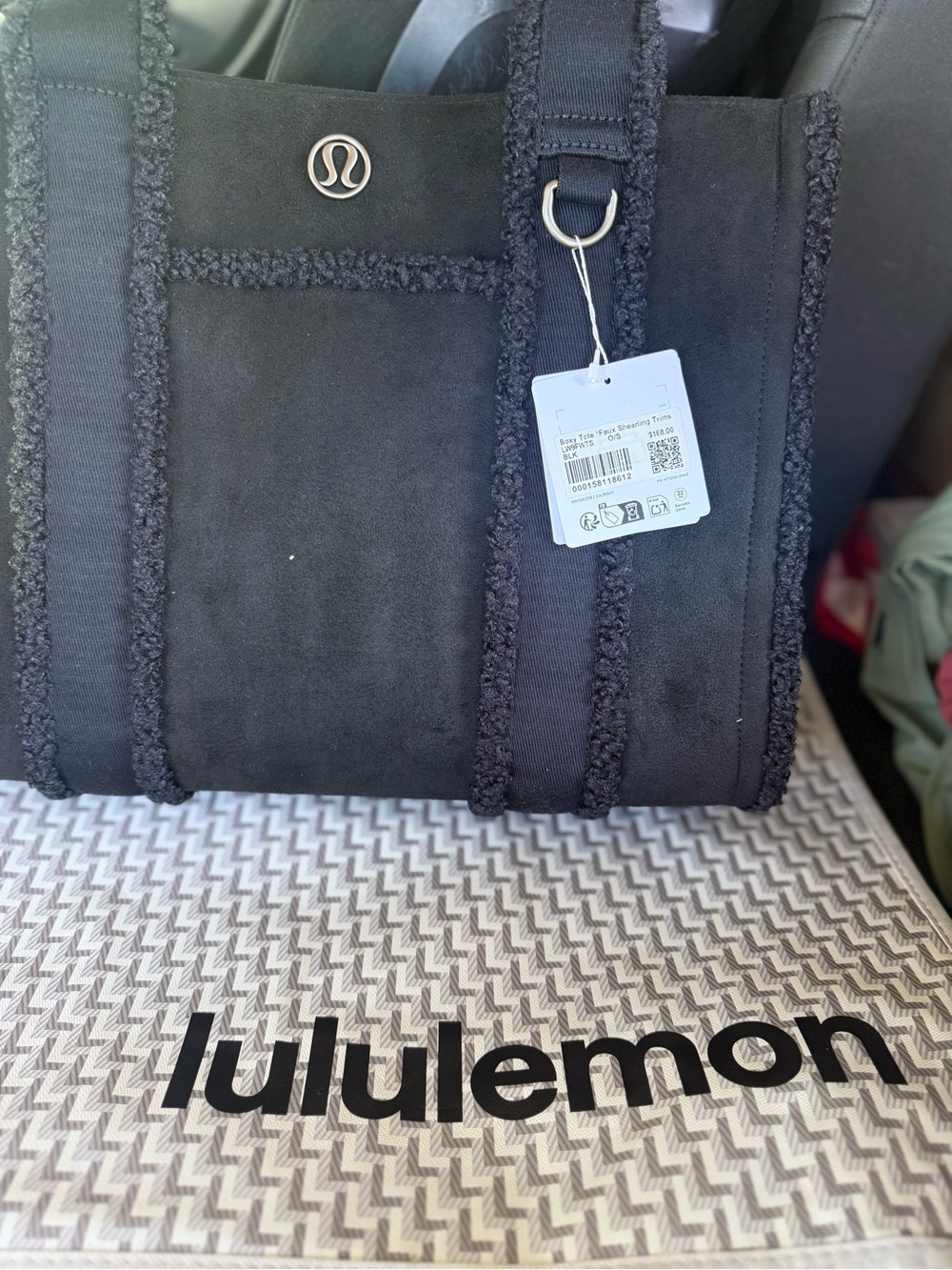 lululemon athletica Black Suede-Trim Tote